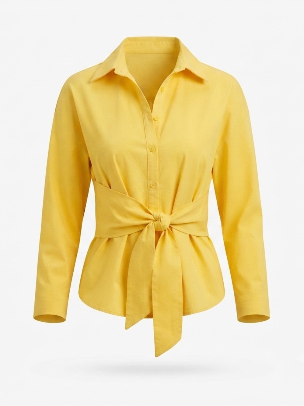 Max+7 Linen Yellow Button Down Wrap Shirt Long Sleeve Medium